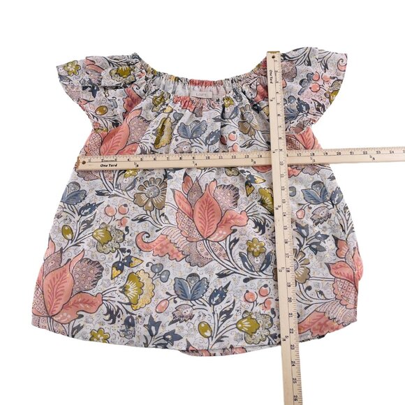 Loft Womens Floral Off-Shoulder Blouse Size Small Ruffled Short Sleeves Career - Picture 4 of 5